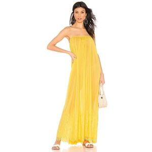 HAH Mad Maxi Dress Lemon Drop Sleeveless Mesh Cocktail Wedding XS